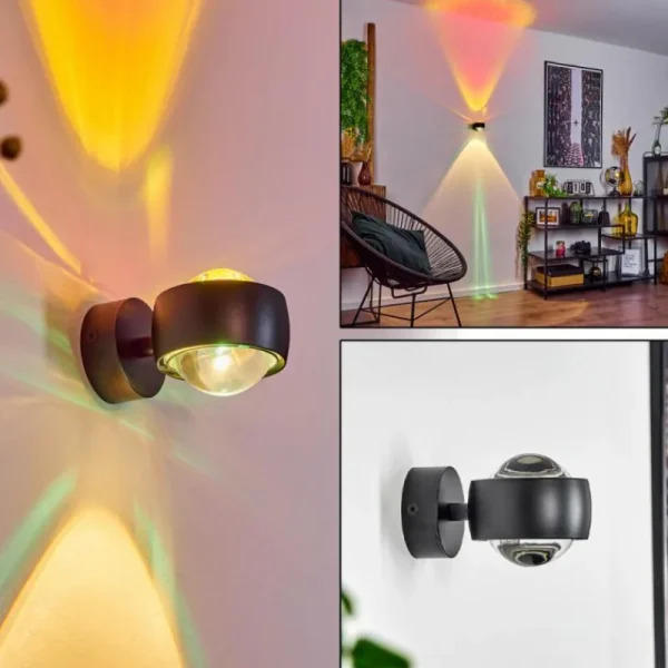 hofstein Applique murale Sapri Noir, 1 lumière* Lampes En Verre