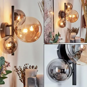 hofstein Applique murale - Verre 10, 15 cm Chehalis Ambre, Fumé, 3 lumières* Lampes Modernes