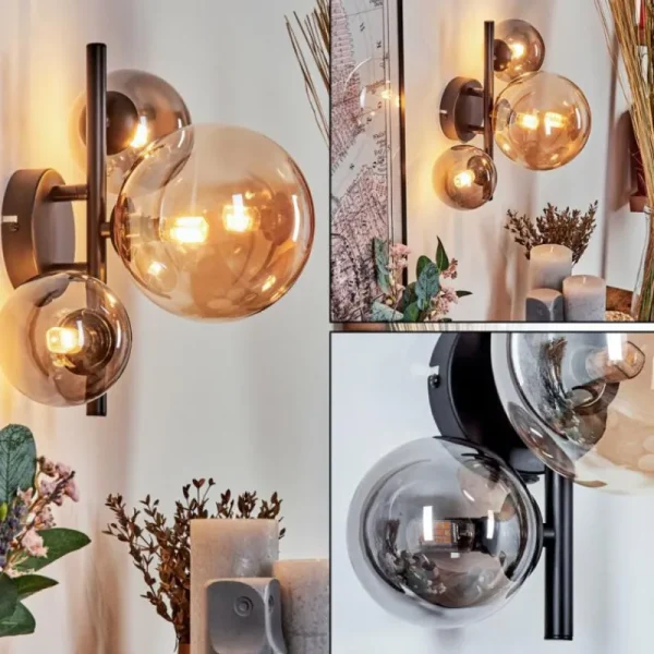 hofstein Applique murale - Verre 10, 15 cm Chehalis Ambre, Fumé, 3 lumières* Lampes Modernes