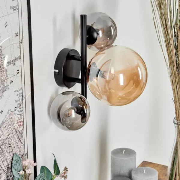 hofstein Applique murale - Verre 10, 15 cm Chehalis Ambre, Fumé, 3 lumières* Lampes Modernes