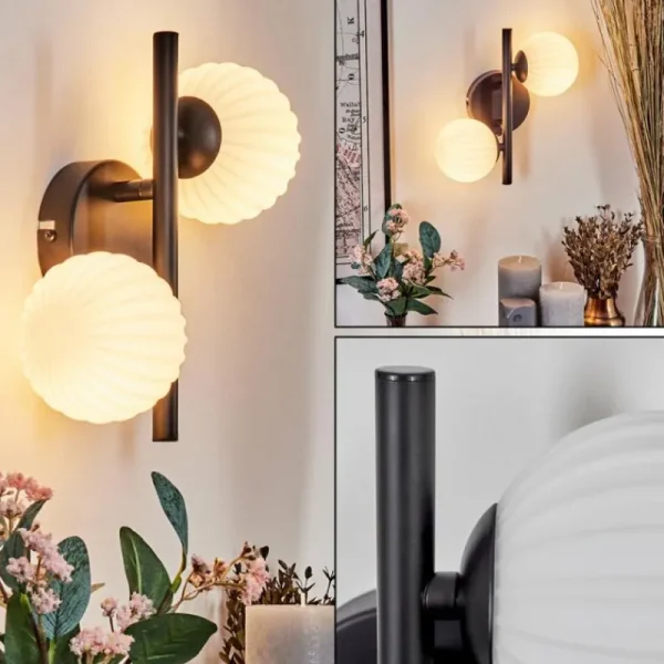 hofstein Applique murale - Verre 10 cm Chehalis Blanc, 2 lumières* Lampes Modernes