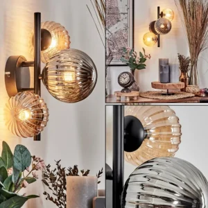 hofstein Applique murale - Verre 10 cm, 12 cm Chehalis Ambre, Fumé, 3 lumières* Lampes Modernes