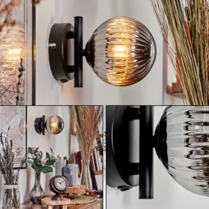 hofstein Applique murale - Verre 12 cm Chehalis Fumé, 1 lumière* Lampes Modernes