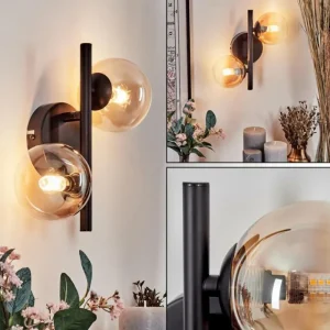hofstein Applique murale - Verre 10 cm Chehalis Ambre, Clair, 2 lumières* Lampes En Verre