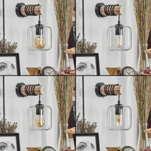 hofstein Applique murale - Verre 15 cm Lauden Écru, Noir, 1 lumière* Lampes Modernes