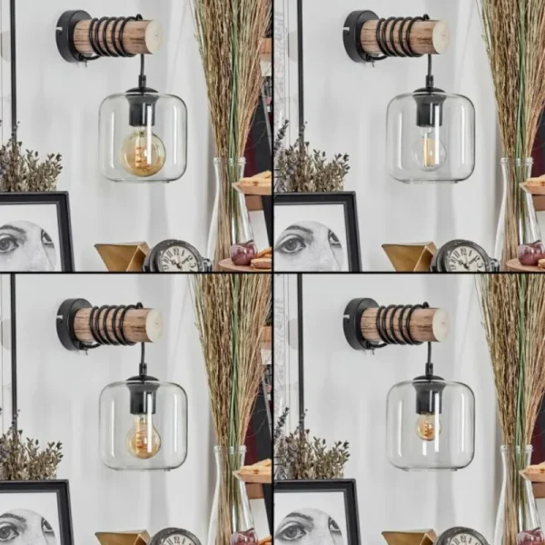 hofstein Applique murale - Verre 15 cm Lauden Écru, Noir, 1 lumière* Lampes Modernes