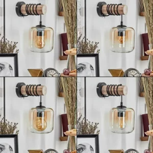 hofstein Applique murale - Verre 15 cm Lauden Écru, Noir, 1 lumière* Lampes Modernes