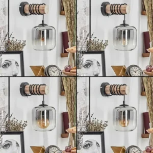 hofstein Applique murale - Verre 15 cm Lauden Écru, Noir, 1 lumière* Lampes Modernes