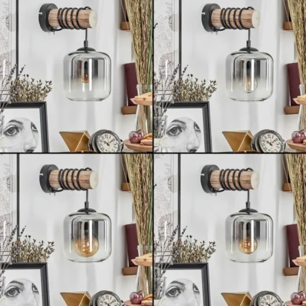hofstein Applique murale - Verre 15 cm Lauden Écru, Noir, 1 lumière* Lampes Modernes