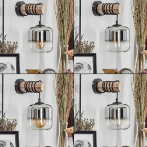 hofstein Applique murale - Verre 15 cm Lauden Écru, Noir, 1 lumière* Lampes Modernes