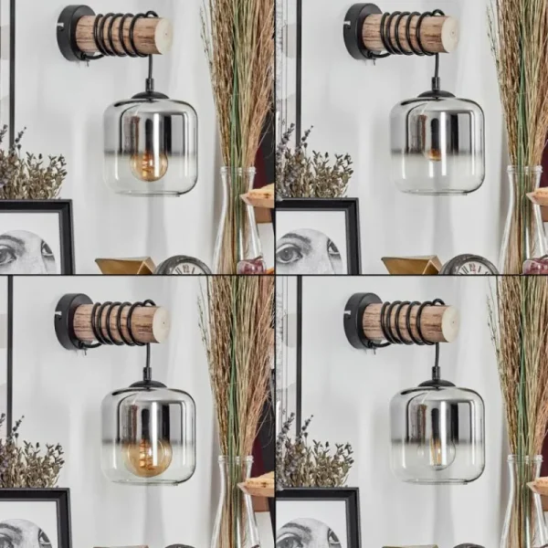 hofstein Applique murale - Verre 15 cm Lauden Écru, Noir, 1 lumière* Lampes Modernes