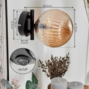 hofstein Applique murale - Verre 15 cm Chehalis Ambre, 1 lumière* Lampes Modernes