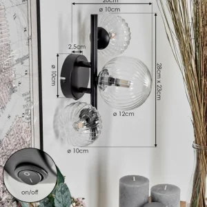 hofstein Applique murale - Verre 10 cm, 12 cm Chehalis Clair, 3 lumières* Lampes Modernes