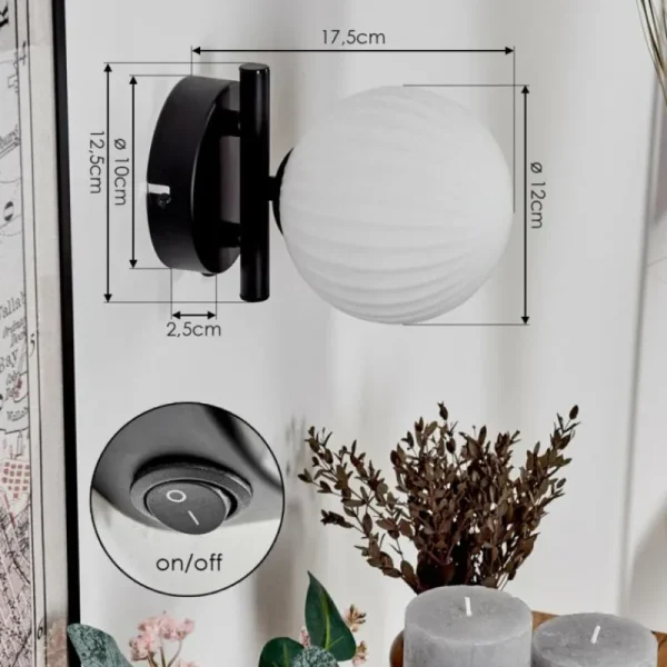 hofstein Applique murale - Verre 12 cm Chehalis Blanc, 1 lumière* Lampes Modernes