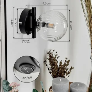 hofstein Applique murale - Verre 12 cm Chehalis Clair, 1 lumière* Lampes Modernes