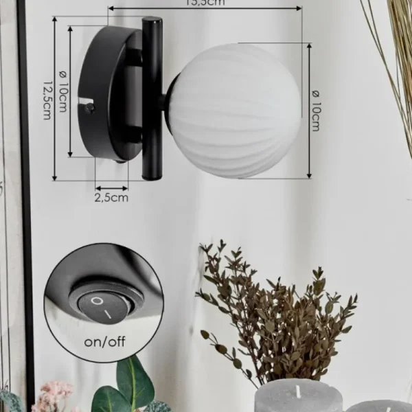 hofstein Applique murale - Verre 10 cm Chehalis Blanc, 1 lumière* Lampes Modernes