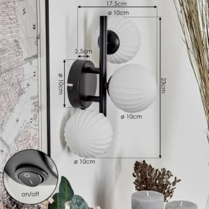 hofstein Applique murale - Verre 10 cm Chehalis Blanc, 3 lumières* Lampes Modernes