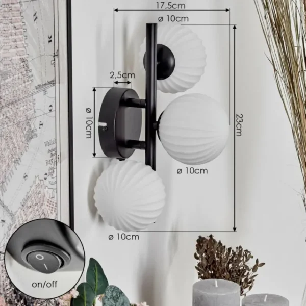 hofstein Applique murale - Verre 10 cm Chehalis Blanc, 3 lumières* Lampes Modernes