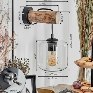 hofstein Applique murale - Verre 15 cm Lauden Écru, Noir, 1 lumière* Lampes Modernes