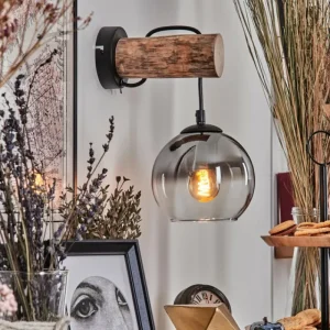 hofstein Applique murale - Verre 15 cm Koyoto Écru, Noir, 1 lumière* Lampes Modernes