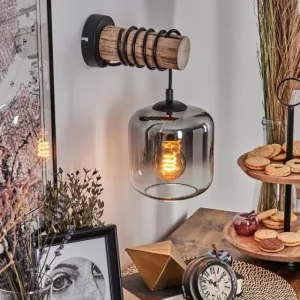 hofstein Applique murale - Verre 15 cm Lauden Écru, Noir, 1 lumière* Lampes Modernes