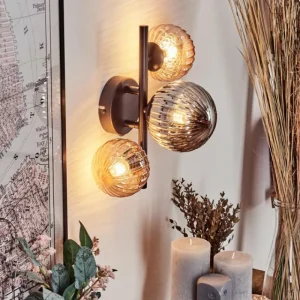 hofstein Applique murale - Verre 10 cm, 12 cm Chehalis Ambre, Fumé, 3 lumières* Lampes Modernes