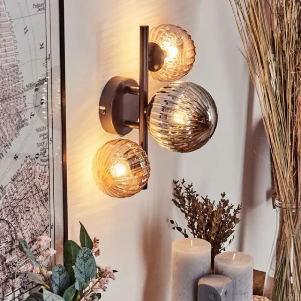 hofstein Applique murale - Verre 10 cm, 12 cm Chehalis Ambre, Fumé, 3 lumières* Lampes Modernes