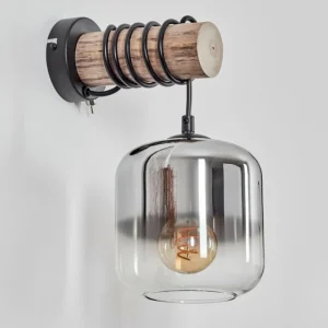 hofstein Applique murale - Verre 15 cm Lauden Écru, Noir, 1 lumière* Lampes Modernes
