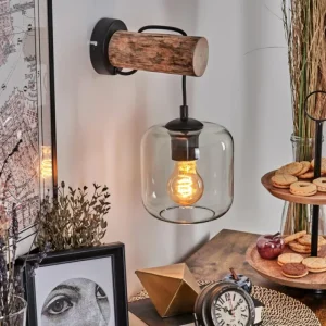 hofstein Applique murale - Verre 15 cm Lauden Écru, Noir, 1 lumière* Lampes Modernes