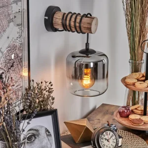 hofstein Applique murale - Verre 15 cm Lauden Écru, Noir, 1 lumière* Lampes Modernes