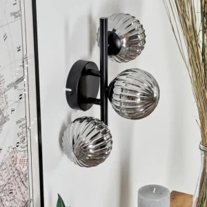 hofstein Applique murale - Verre 10 cm Chehalis Fumé, 3 lumières* Lampes Modernes