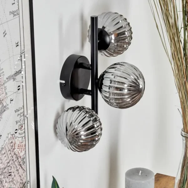 hofstein Applique murale - Verre 10 cm Chehalis Fumé, 3 lumières* Lampes Modernes