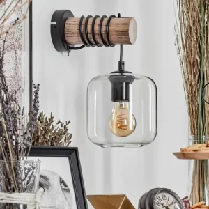 hofstein Applique murale - Verre 15 cm Lauden Écru, Noir, 1 lumière* Lampes Modernes