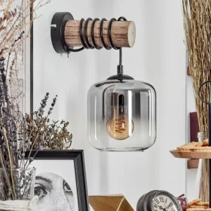 hofstein Applique murale - Verre 15 cm Lauden Écru, Noir, 1 lumière* Lampes Modernes