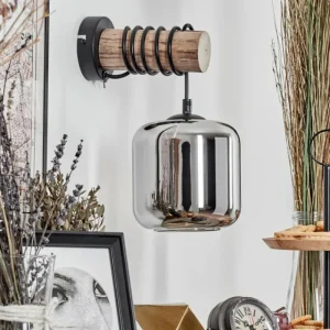 hofstein Applique murale - Verre 15 cm Lauden Écru, Noir, 1 lumière* Lampes Modernes