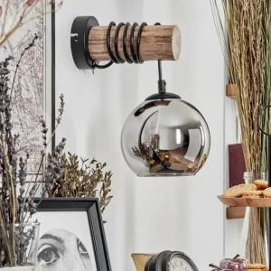hofstein Applique murale - Verre 15 cm Koyoto Écru, Noir, 1 lumière* Lampes Modernes