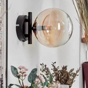 hofstein Applique murale - Verre 15 cm Chehalis Ambre, Clair, 1 lumière* Lampes En Verre