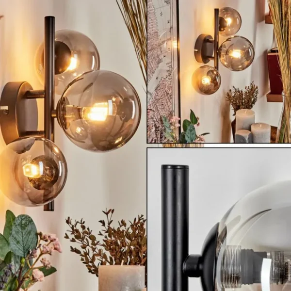 hofstein Applique murale - Verre Chehalis Fumé, 3 lumières* Lampes Modernes