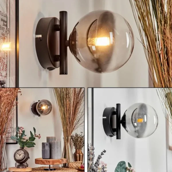 hofstein Applique murale - Verre Chehalis Clair, Fumé, 1 lumière* Lampes Modernes