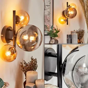 hofstein Applique murale - Verre Chehalis Ambre, Fumé, 3 lumières* Lampes Modernes