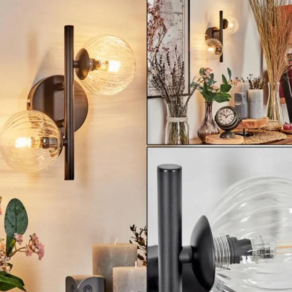 hofstein Applique murale - Verre Chehalis Clair, 2 lumières* Lampes Modernes