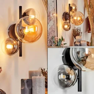 hofstein Applique murale - Verre Chehalis Ambre, Clair, Fumé, 3 lumières* Lampes Modernes