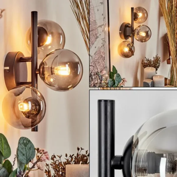 hofstein Applique murale - Verre Chehalis Fumé, 3 lumières* Lampes Modernes