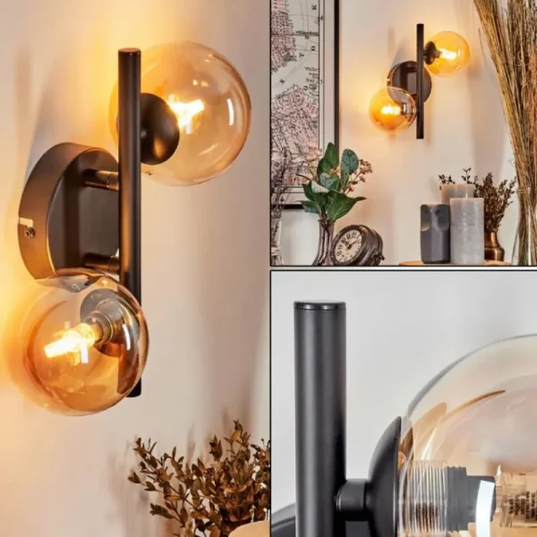 hofstein Applique murale - Verre Chehalis Ambre, 2 lumières* Lampes En Verre