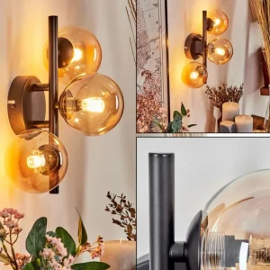 hofstein Applique murale - Verre Chehalis Ambre, 3 lumières* Lampes En Verre