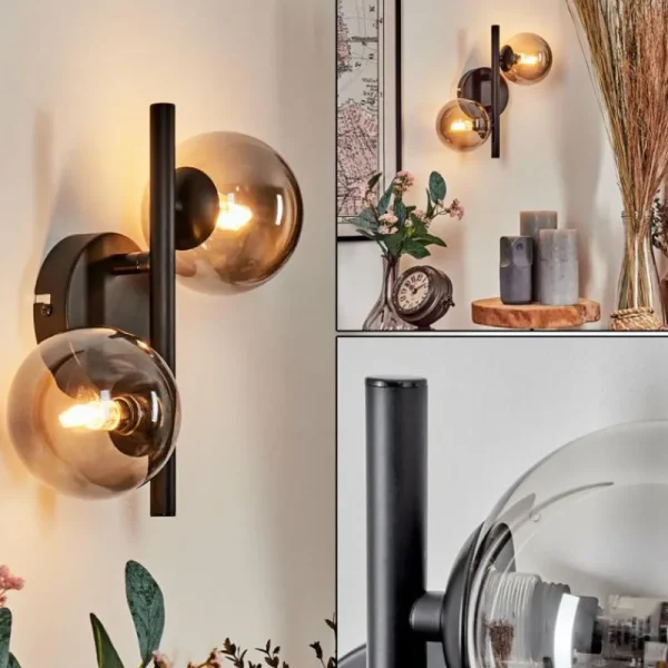 hofstein Applique murale - Verre Chehalis Fumé, 2 lumières* Lampes Modernes