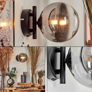 hofstein Applique murale - Verre Chehalis Clair, Fumé, 1 lumière* Lampes Modernes