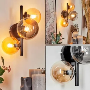 hofstein Applique murale - Verre Chehalis Ambre, Clair, Fumé, 3 lumières* Lampes Modernes