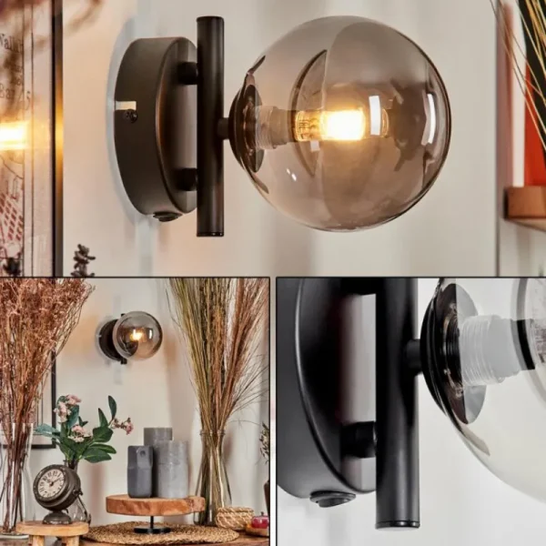 hofstein Applique murale - Verre Chehalis Fumé, 1 lumière* Lampes Modernes