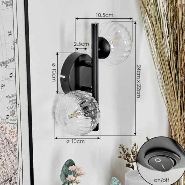 hofstein Applique murale - Verre Chehalis Clair, 2 lumières* Lampes Modernes